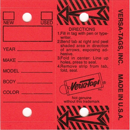 Car Dealer Depot Genuine Versa-Tag Key Tags: Red Pk 414